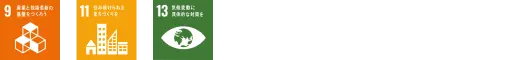 9.産業と技術革新の基盤をつくろう　11.住み続けられるまちづくりを　13.気候変動に具体的な対策を